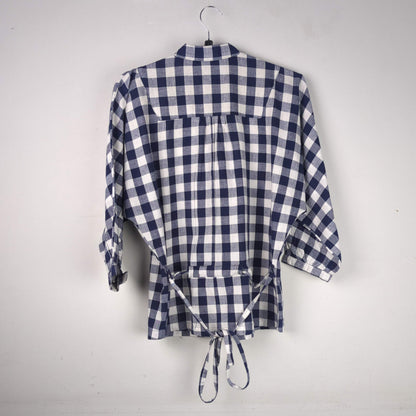 Plaid Button-Down Blouse