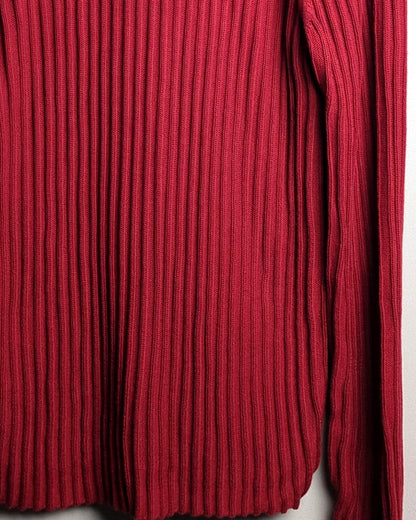 Spring Field Red Ribbed Sweater