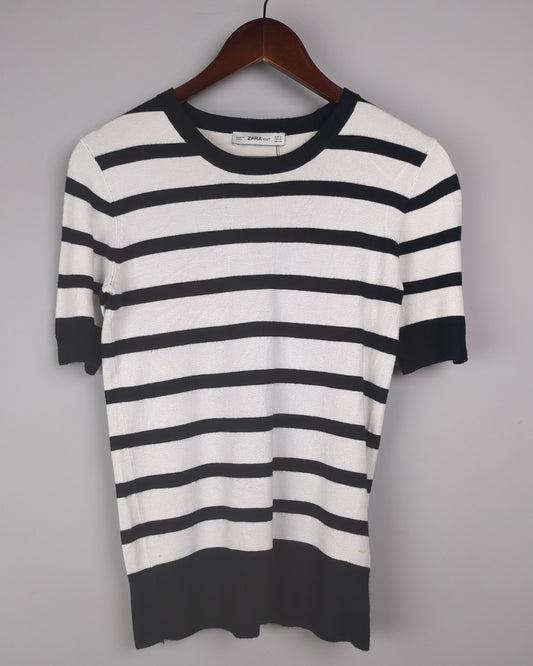 Zara White Striped Sweater