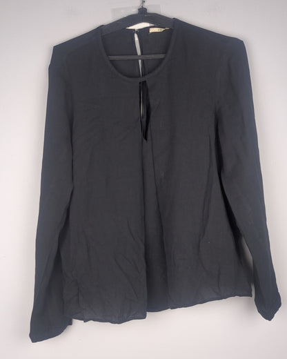 J Brand Black Keyhole Blouse