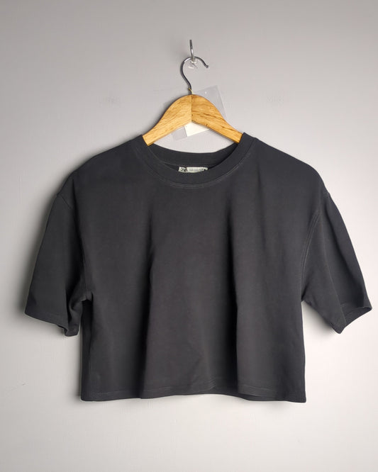Zara Gray Crop T-Shirt