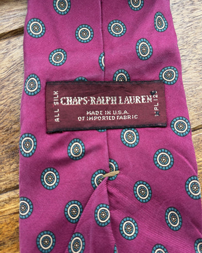 Chaps Ralph Lauren Wine Graphic Silk Necktie