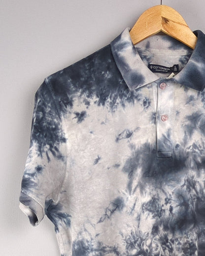 Men's Polo: Cottonworld Blue Tie-dye