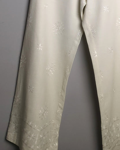 Zara Beige Embroidered Trousers