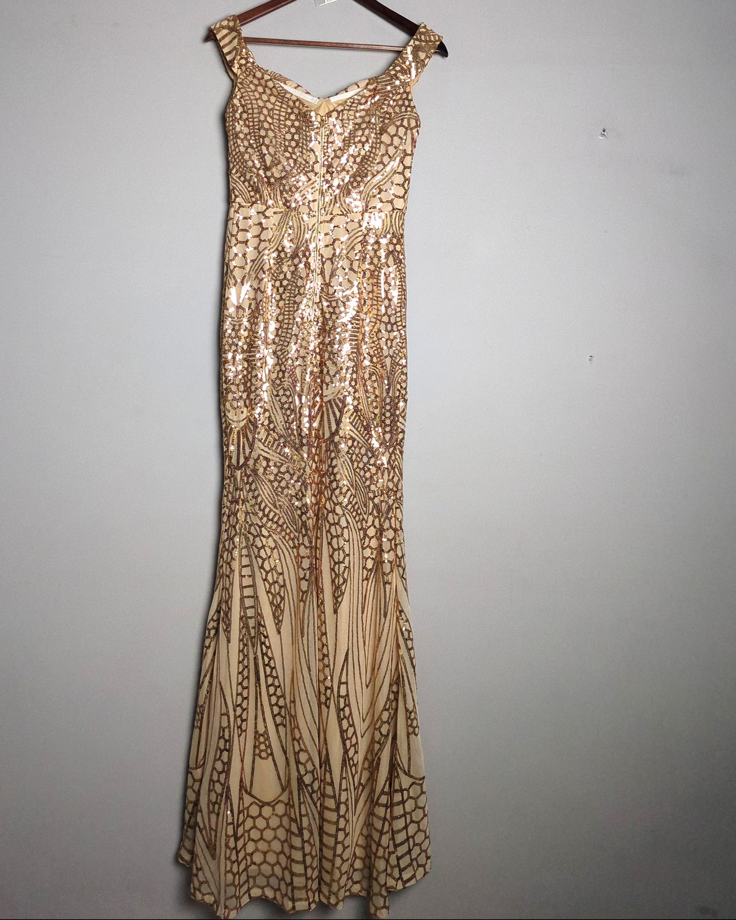 Miss Ord Beige Sequin Gown