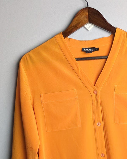 DKNY Orange Button-Down Blouse