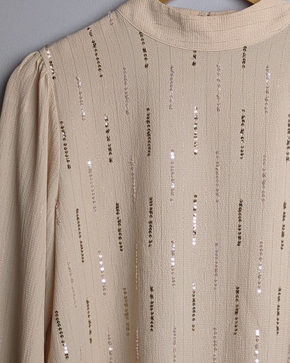Camla Beige Sequin Blouse