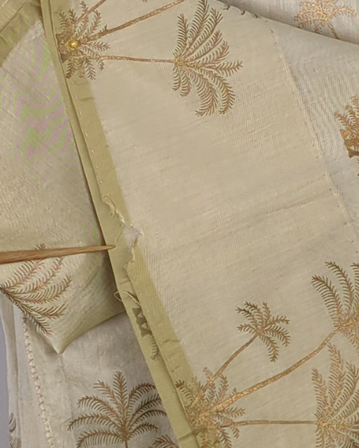 Beige Printed Saaree