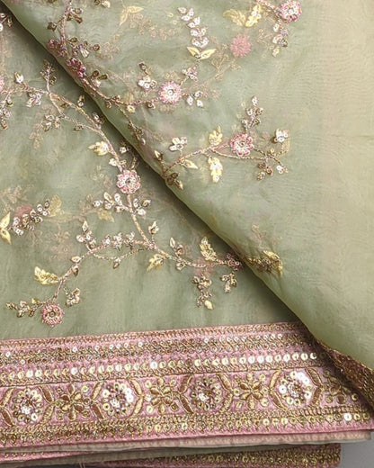 Green Embroidered Saaree