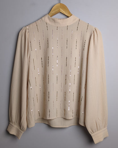 Camla Beige Sequin Blouse