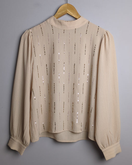 Camla Beige Sequin Blouse