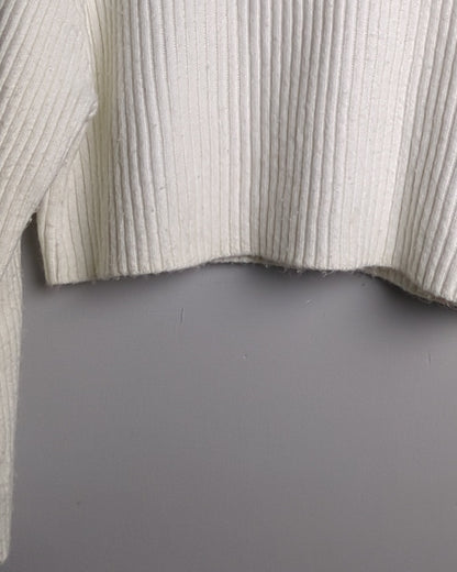 H&M White Ribbed Sweater