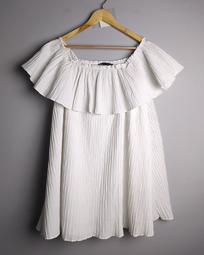 Zara White Ruffle Top