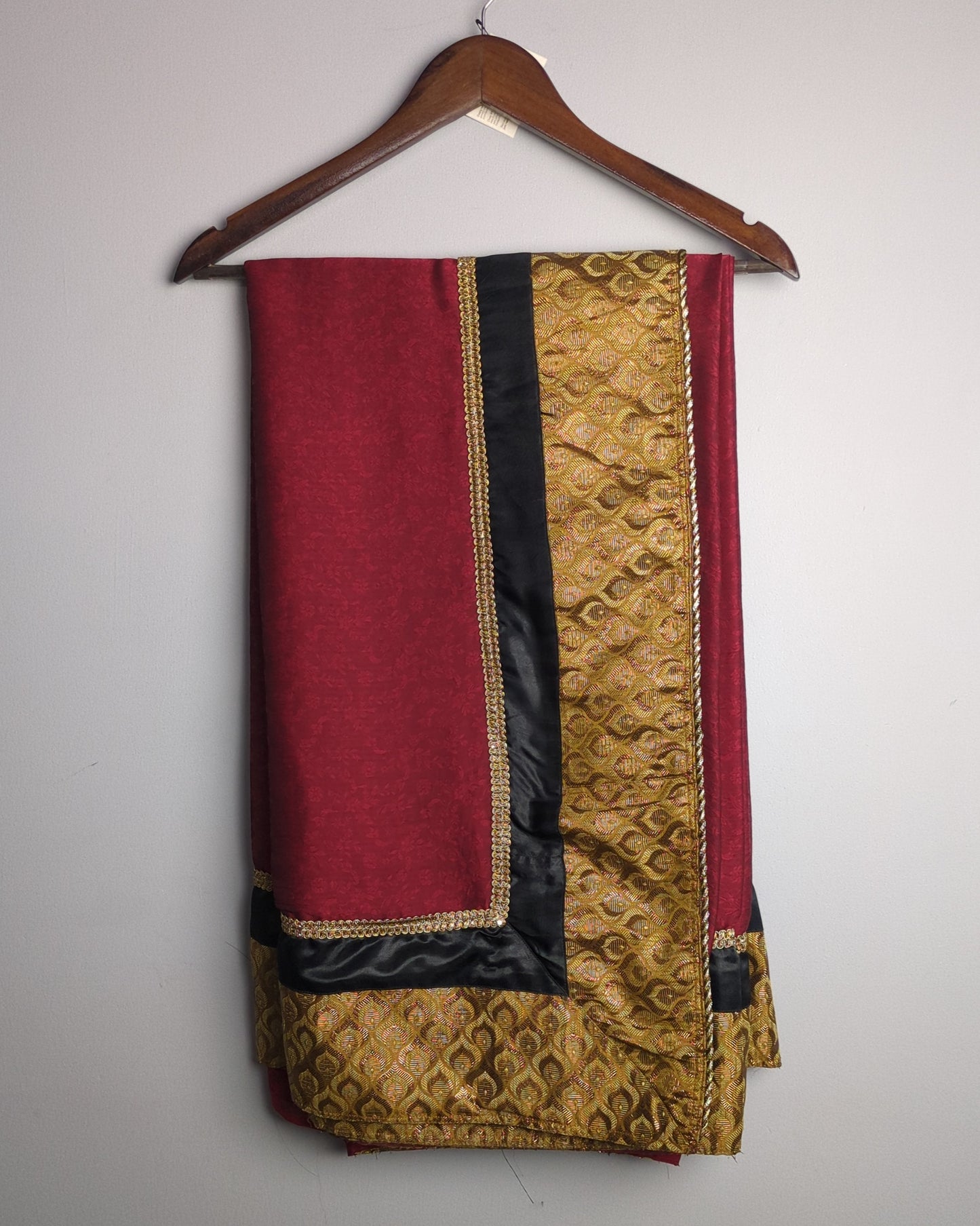 Maroon Gold Border Saree