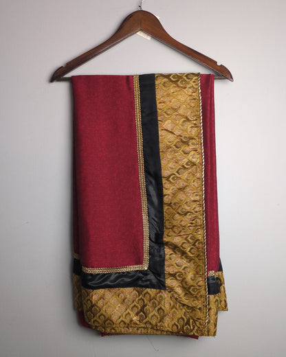 Maroon Gold Border Saree