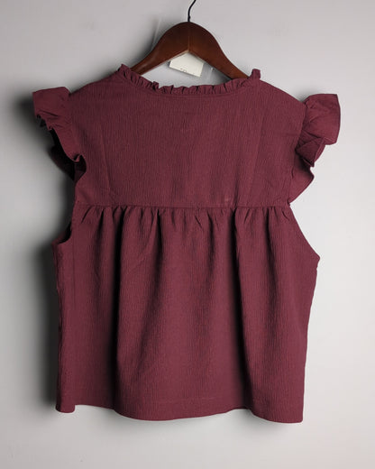 H&M Wine Ruffle Blouse