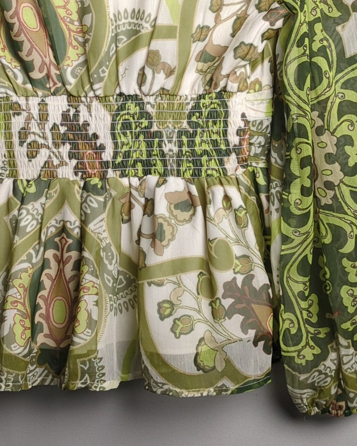 Honey Glam Green Paisley Blouse