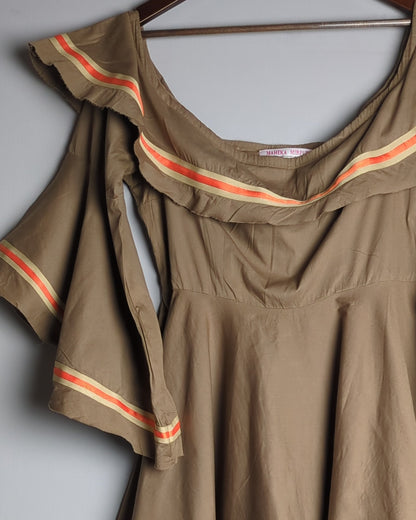 Mehaka Mirapuri Couture Brown Ruffle Dress