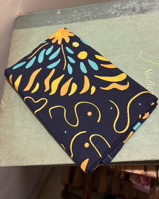Black Abstract Floral Bandana