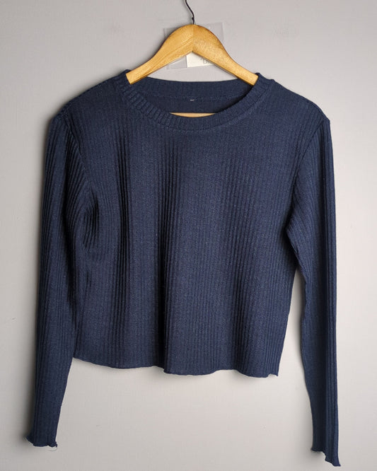 M&S Blue Ribbed Sweater