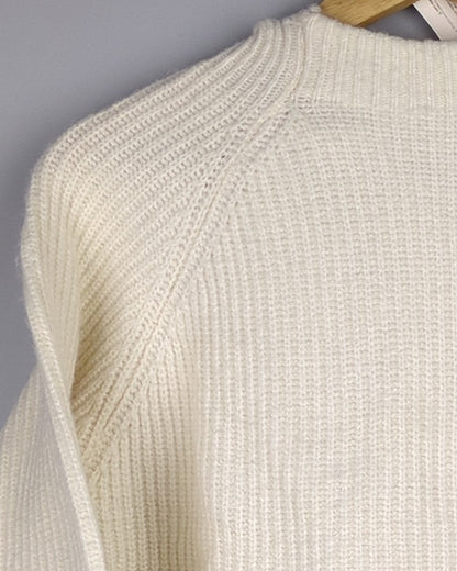 White Ribbed Sweater