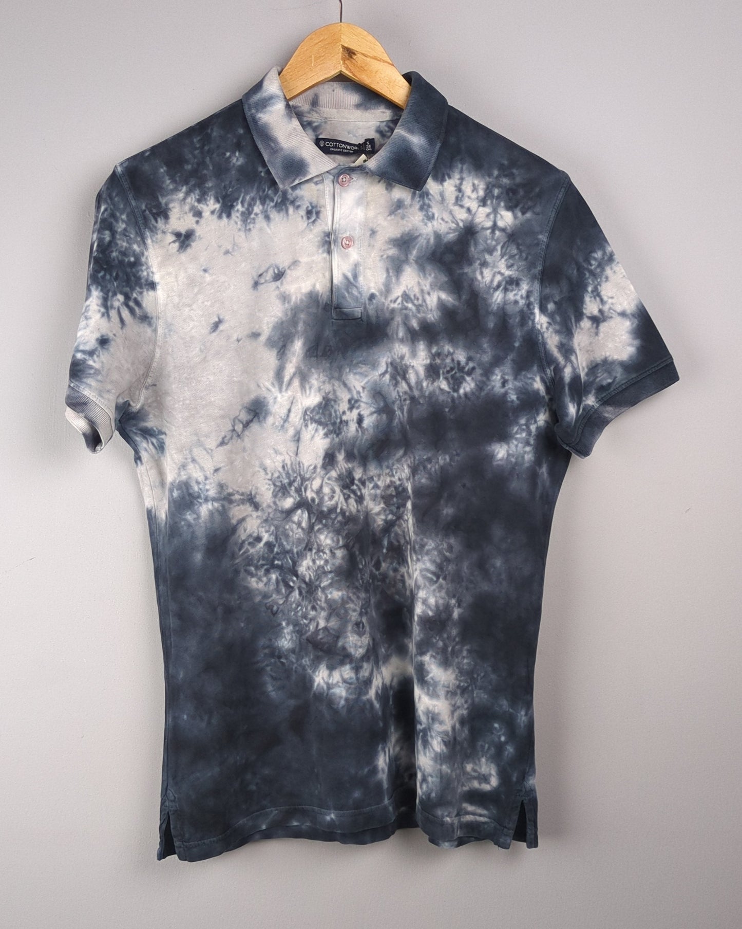 Men's Polo: Cottonworld Blue Tie-dye