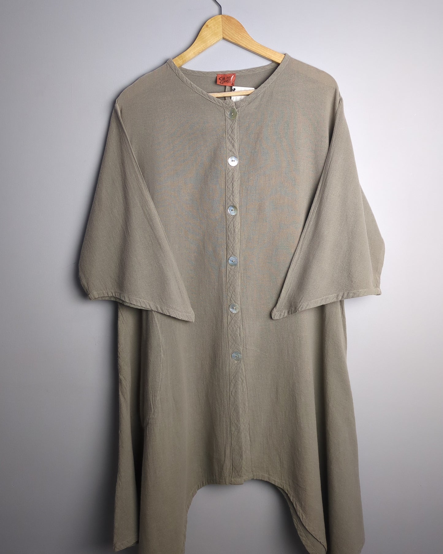 Oho My Gauze Beige Buttoned Dress