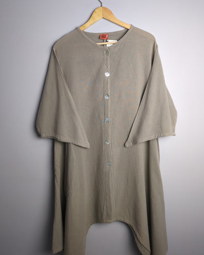 Oho My Gauze Beige Buttoned Dress