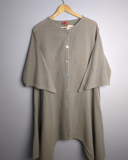 Oho My Gauze Beige Buttoned Tunic