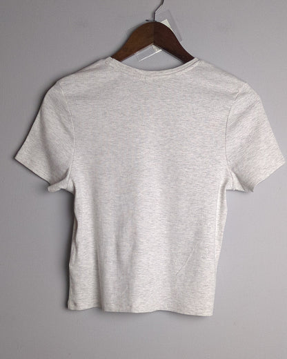 Divided Beige Ribbed Tee