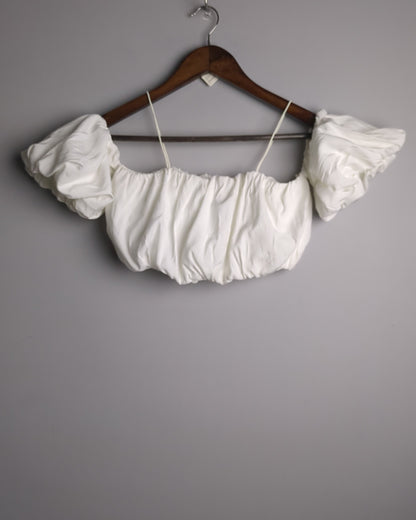 Shein White Puff Crop
