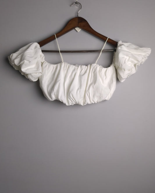 Shein White Puff Crop