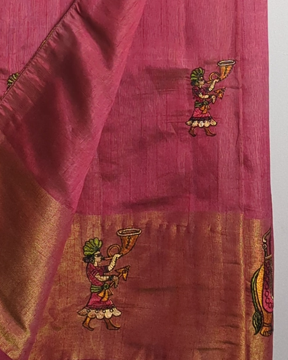 Pink Embroidered Saaree