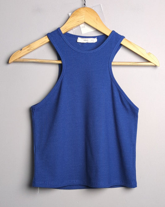 Mango Blue Ribbed Tank
