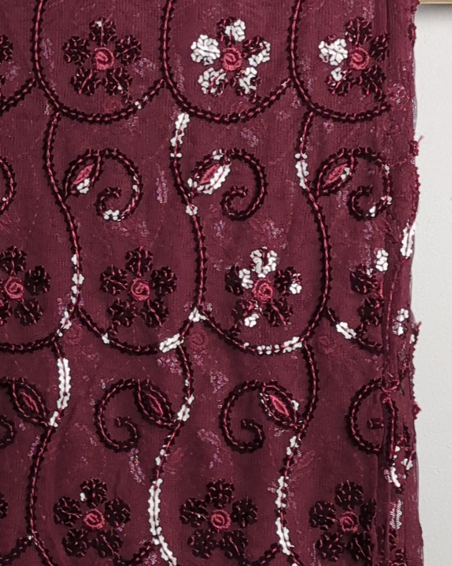 Wine Embroidered Saree
