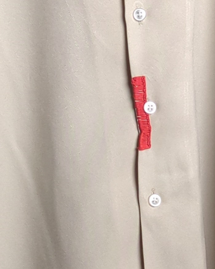 Mens Wear Store Beige Ebroidered Camp Shirt