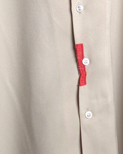 Mens Wear Store Beige Ebroidered Camp Shirt