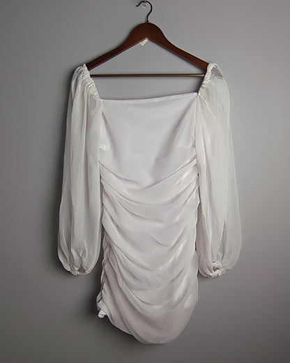 White Ruched Dress