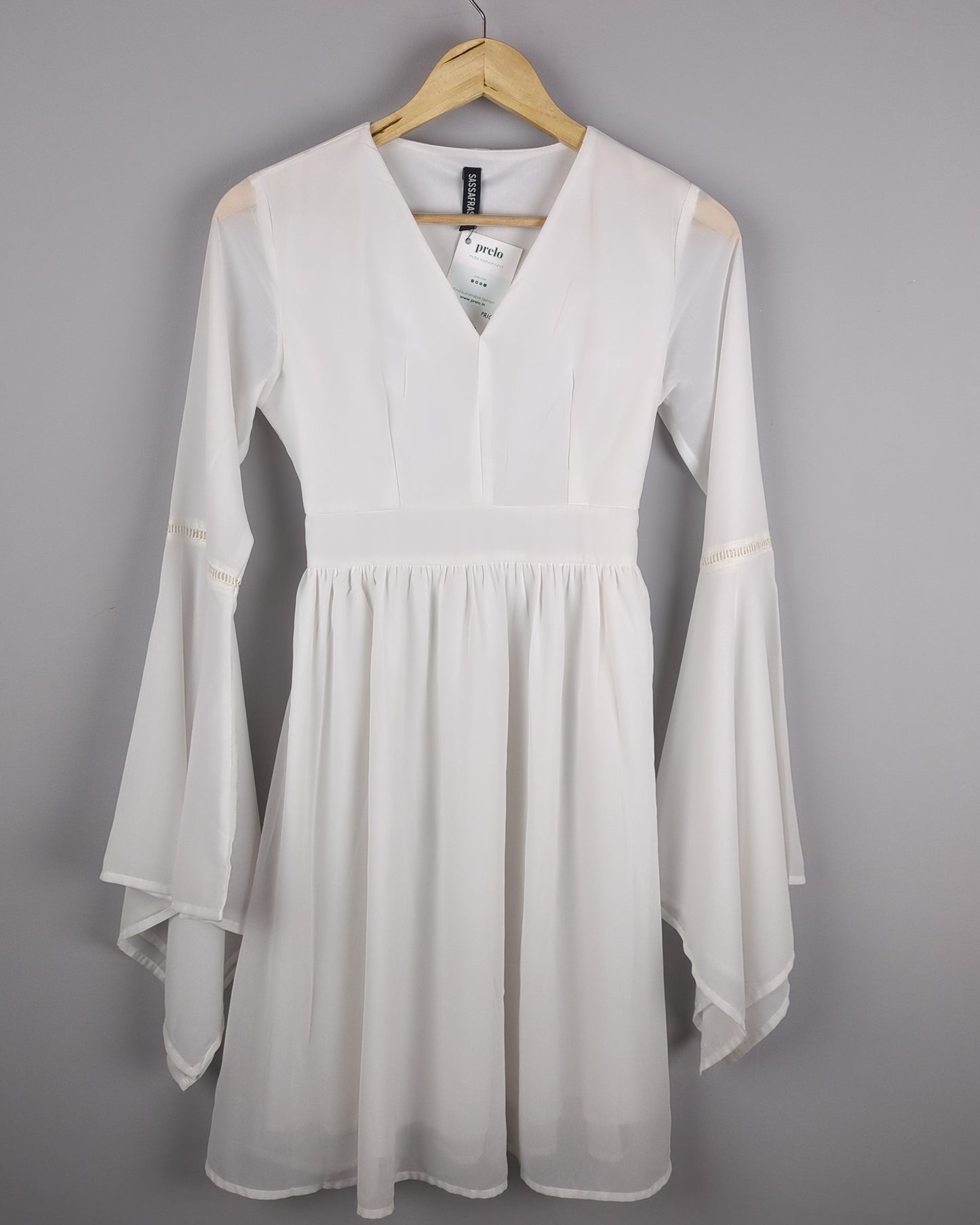 Sassafras White Bell Sleeve Dress