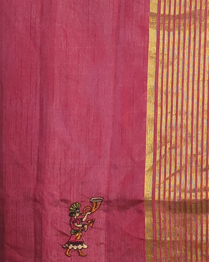 Pink Embroidered Saaree