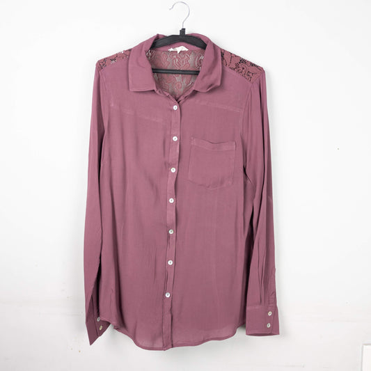 Lace Detail Button-Up Shirt