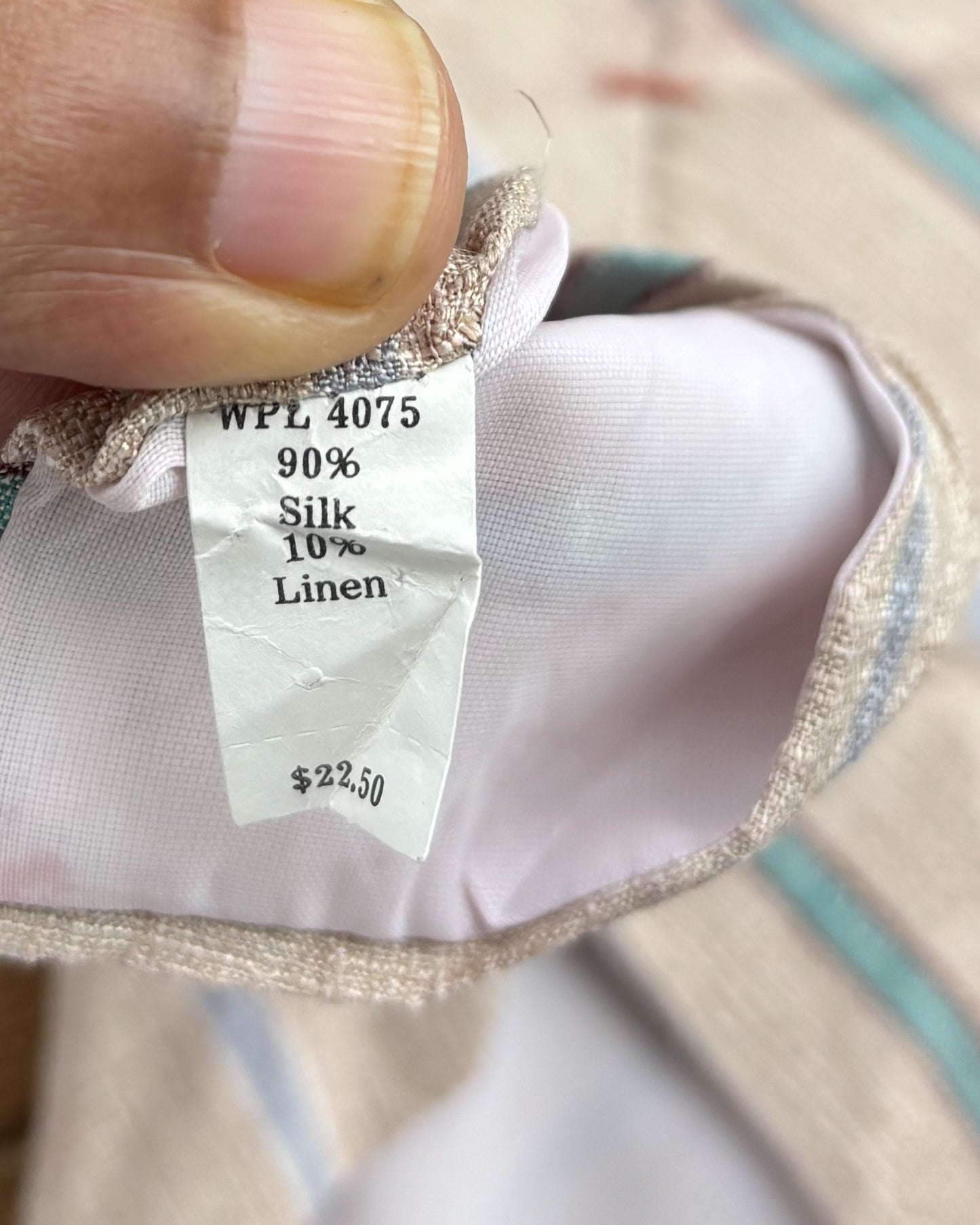Oscar De Le Renta Beige Striped Linen Silk Necktie
