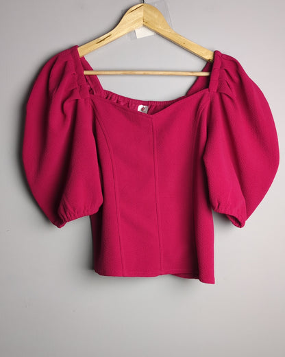 Athena Pink Puff-Sleeve Top