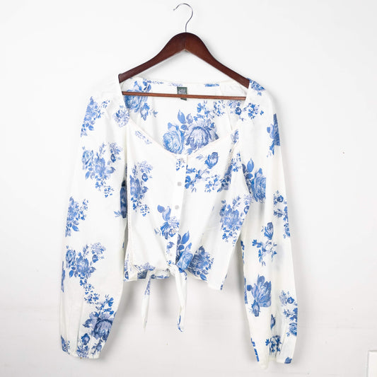 Floral Print Tie-Front Top