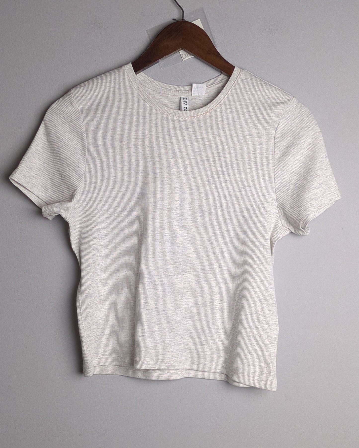 Divided Beige Ribbed Tee