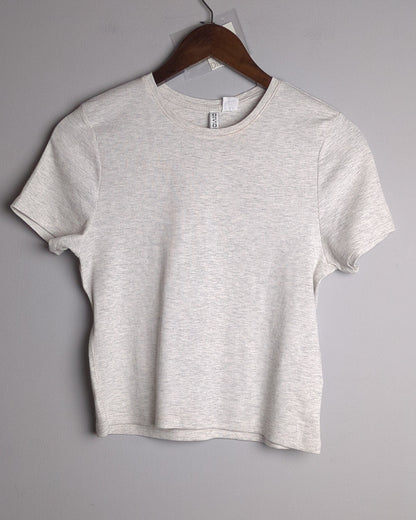 Divided Beige Ribbed Tee