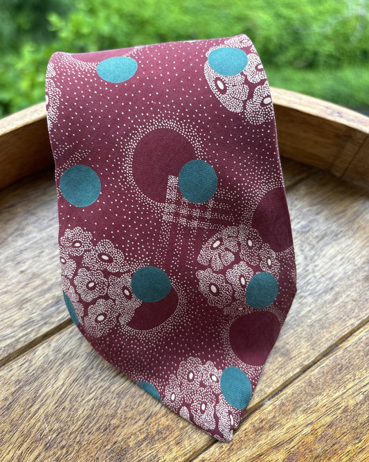 Perry Ellis Wine Graphic Silk Necktie