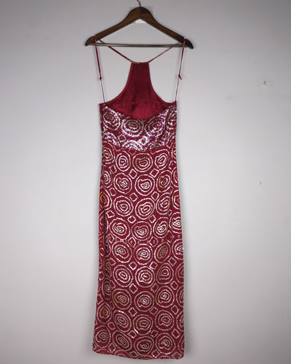 Malini Ramani Wine Sequin Dress