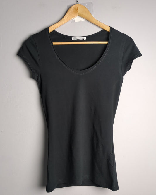 Zara Black V-Neck T-Shirt