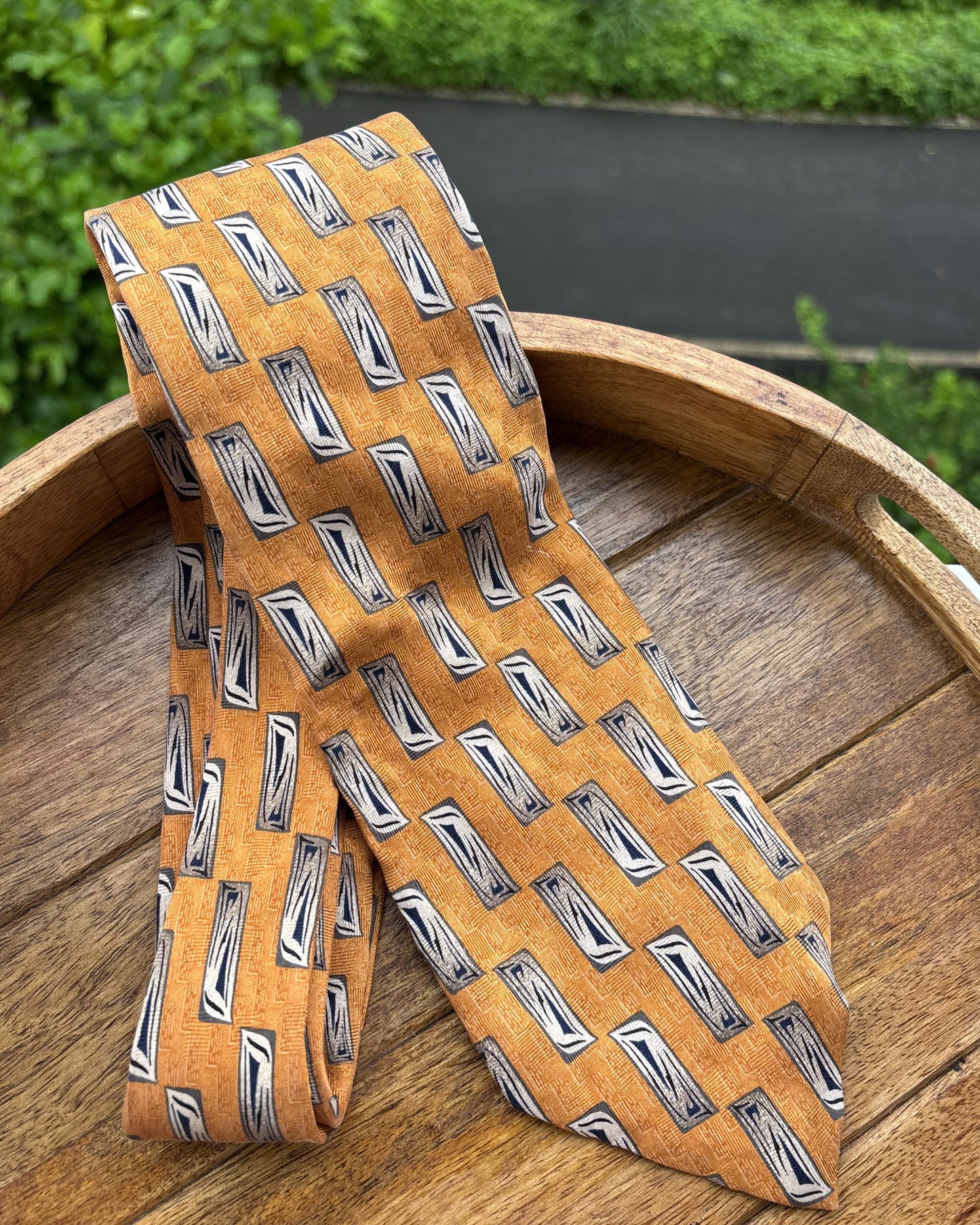 Jz Richards Orange Graphic Silk Necktie